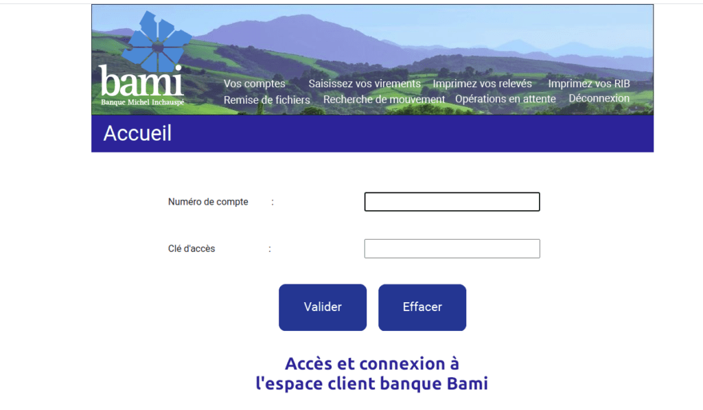 connexion espace client banque Bami