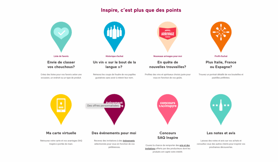 avantages programme saq inspire